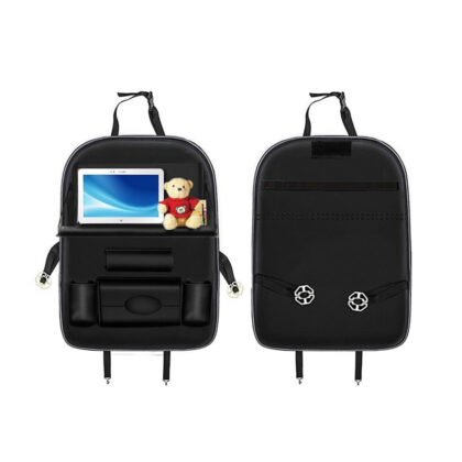 KOZNI MULTIFUNKCIONALNI ORGANIZATOR ZA NASLON SEDISTA SA SKLOPIVIM STOCICEM, MESTOM ZA TABLET, DRZACIMA ZA CASE I PREGRADAMA 183175  